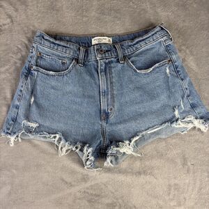 Abercrombie & Fitch Shorts Womens 30 Blue Mom High Rise Curve Love Cutoff Denim